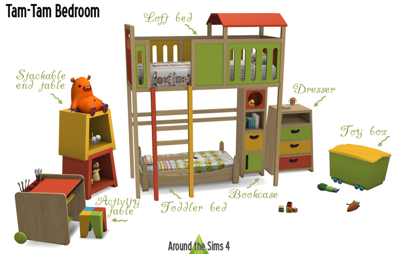 Tam Kid Bedroom With Loft And Bunk Beds, Bunk Beds Sims 4 Cc 2021